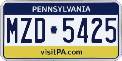 PA license plate MZD5425