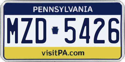 PA license plate MZD5426