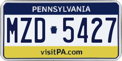 PA license plate MZD5427