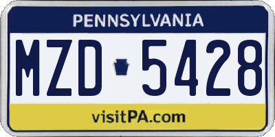 PA license plate MZD5428