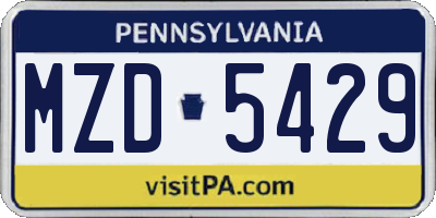 PA license plate MZD5429