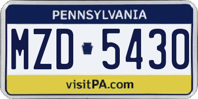 PA license plate MZD5430
