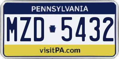 PA license plate MZD5432
