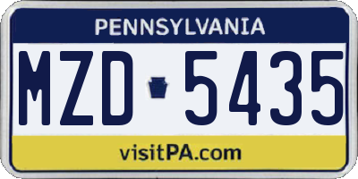 PA license plate MZD5435
