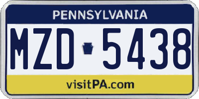 PA license plate MZD5438