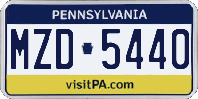 PA license plate MZD5440