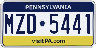 PA license plate MZD5441