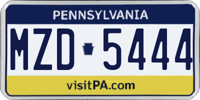 PA license plate MZD5444