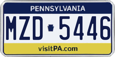 PA license plate MZD5446