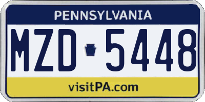 PA license plate MZD5448
