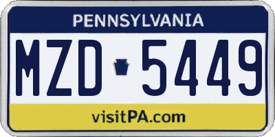 PA license plate MZD5449
