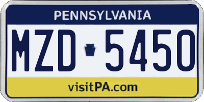 PA license plate MZD5450