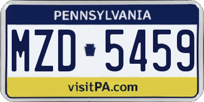 PA license plate MZD5459