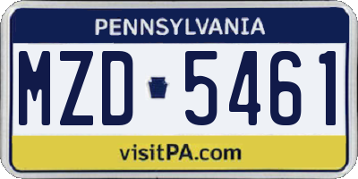 PA license plate MZD5461