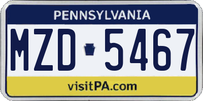 PA license plate MZD5467