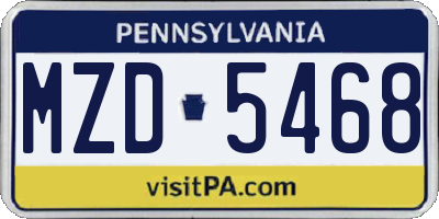 PA license plate MZD5468