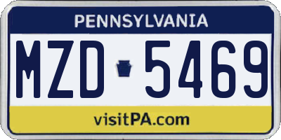 PA license plate MZD5469