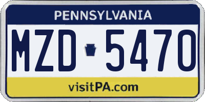 PA license plate MZD5470