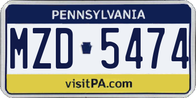 PA license plate MZD5474