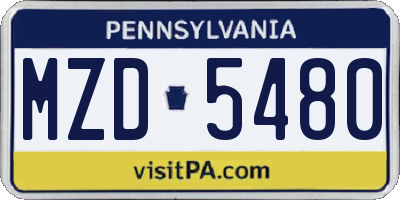 PA license plate MZD5480