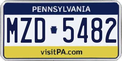 PA license plate MZD5482
