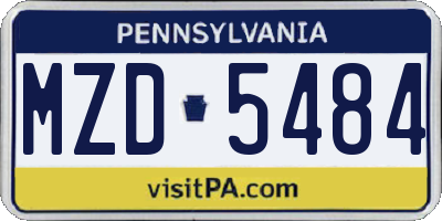 PA license plate MZD5484