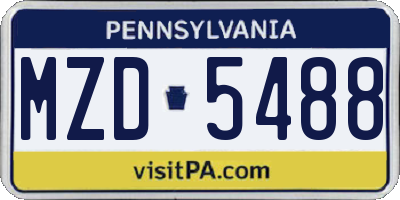 PA license plate MZD5488