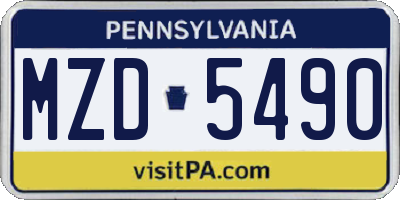 PA license plate MZD5490