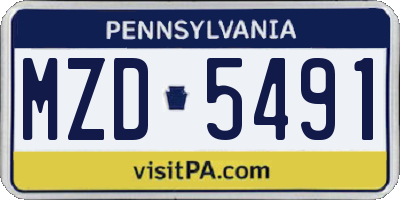 PA license plate MZD5491