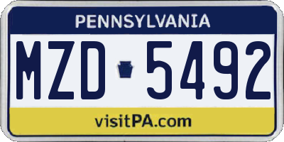 PA license plate MZD5492