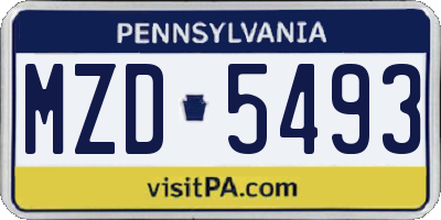 PA license plate MZD5493