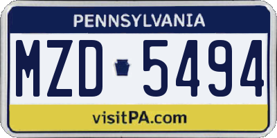 PA license plate MZD5494