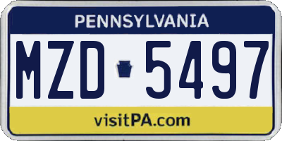 PA license plate MZD5497