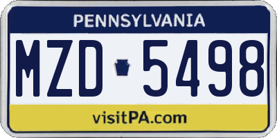 PA license plate MZD5498