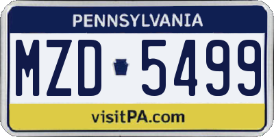PA license plate MZD5499