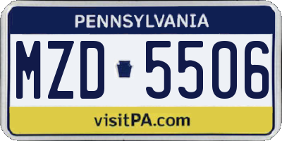 PA license plate MZD5506