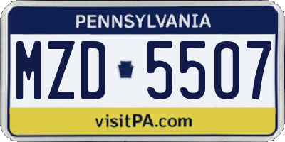 PA license plate MZD5507
