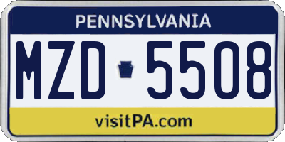 PA license plate MZD5508