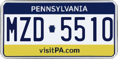 PA license plate MZD5510