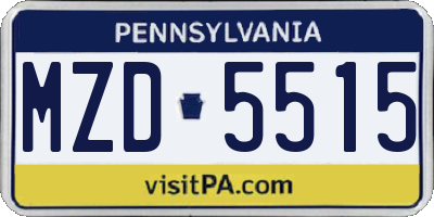 PA license plate MZD5515