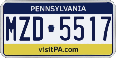 PA license plate MZD5517