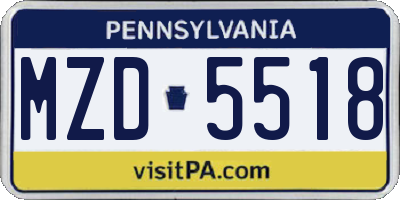 PA license plate MZD5518