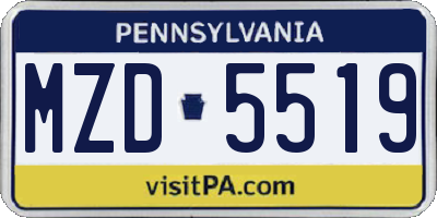 PA license plate MZD5519