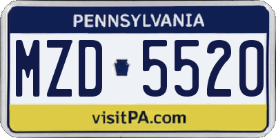 PA license plate MZD5520