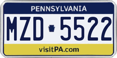 PA license plate MZD5522