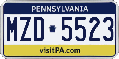 PA license plate MZD5523