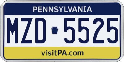 PA license plate MZD5525