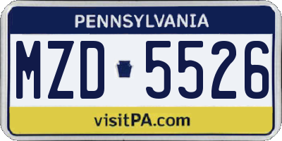 PA license plate MZD5526