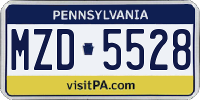 PA license plate MZD5528