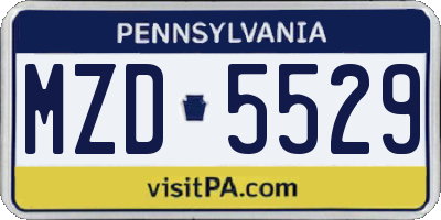 PA license plate MZD5529